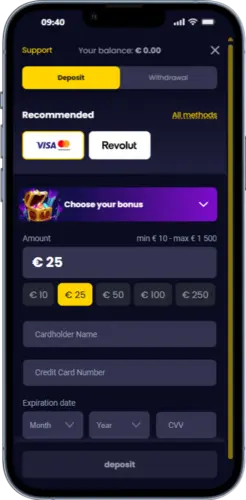 Insättning i casino Fat Banker